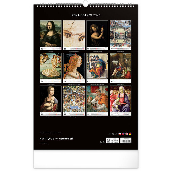 Maxi Calendrier  Renaissance2027 Affiches Vintage Art Renaissance
