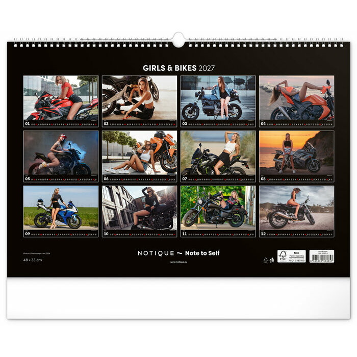 Maxi Calendrier 2027 Femme et Moto Sexy