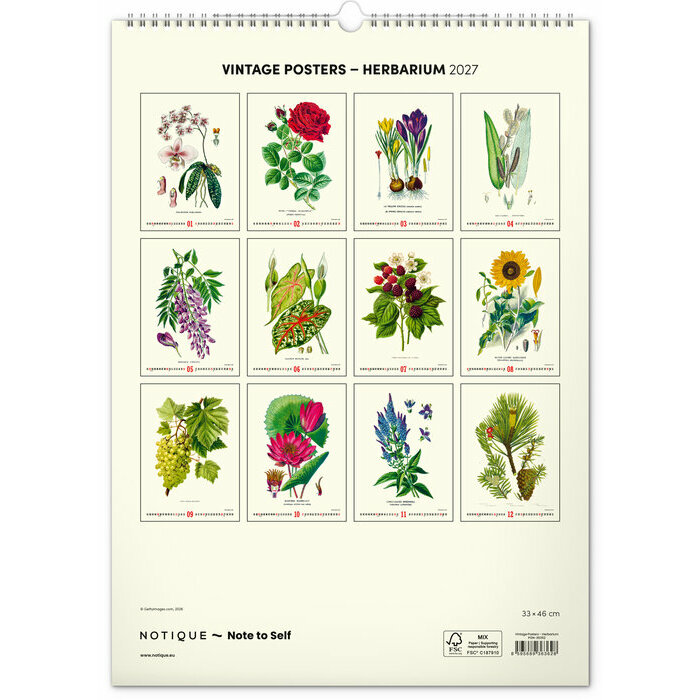 Calendrier 2027  Herbier Botanique Vintage