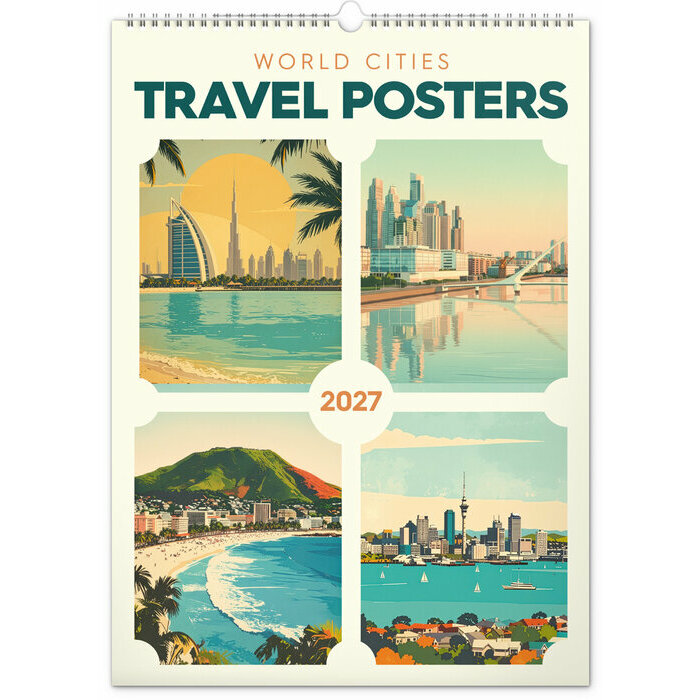 Maxi Calendrier Spirale 2027 Affiches Vintage Villes du Monde