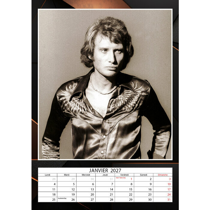 Calendrier Mural 2026 Johnny Hallyday