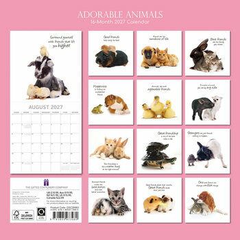 Calendrier 2027 Animaux Adorables Fonds Blancs