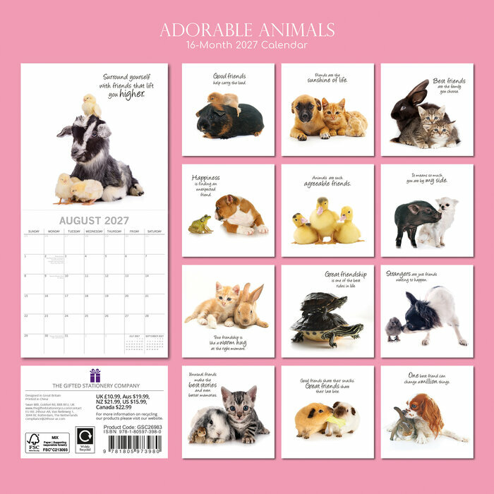 Calendrier 2027 Animaux Adorables Fonds Blancs Calendrier Mural Animaux 2027 Adorables Fonds Blancs
