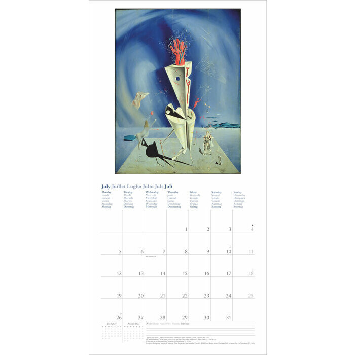 Calendrier Mural 2026 Artiste Salvador Dali