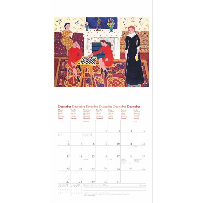 Calendrier Mural 2027 Artiste Henri Matisse