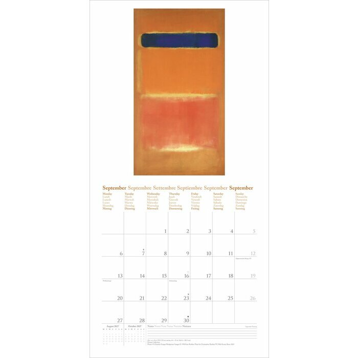 Calendrier Papier 2027 Artiste Mark Rothko