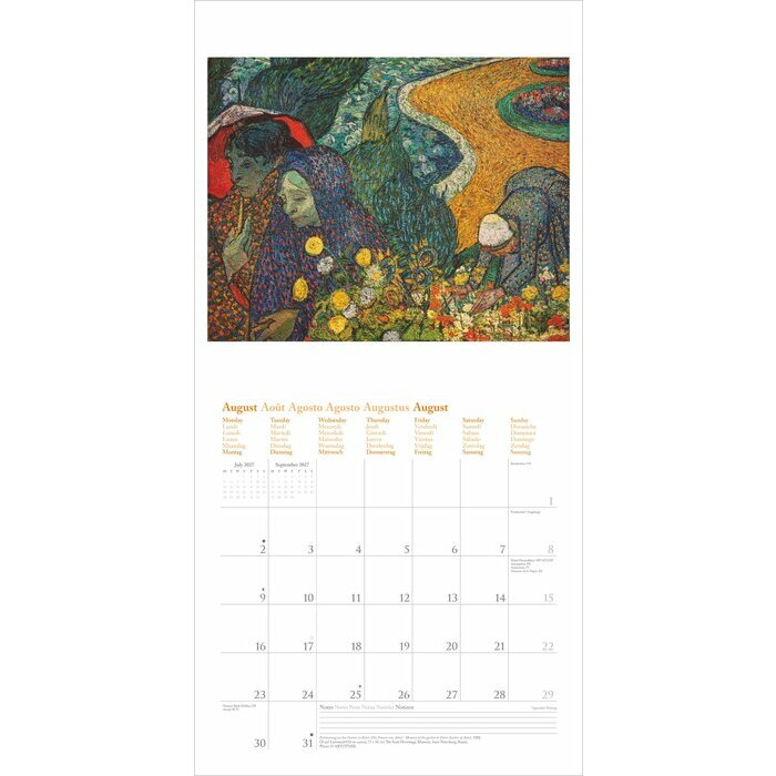 Calendrier Papier 2027 Artiste Vincent Van Gogh