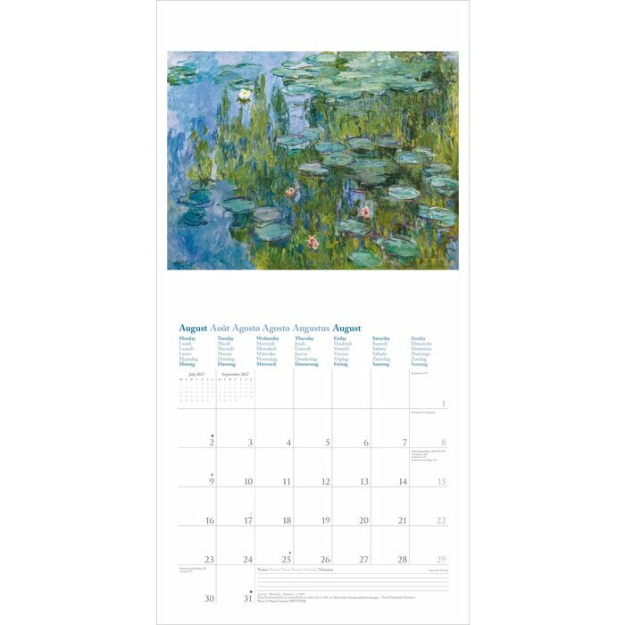 Calendrier Mural 2027 Artiste Claude Mone