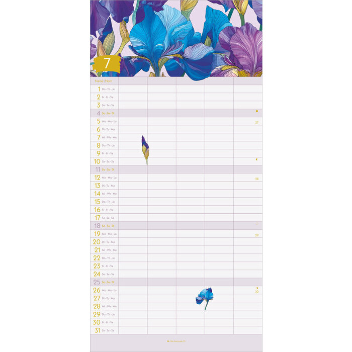 Calendrier Familial Eco-responsable Floral papier 2027