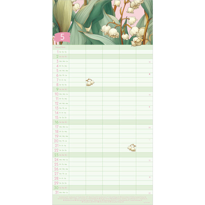 Calendrier Familial Eco-responsable Floral mural 2027