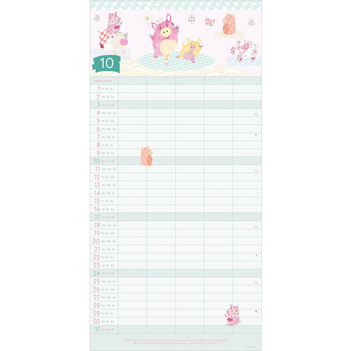 Calendrier 2027 mural Familial Eco-responsable Turnowsky