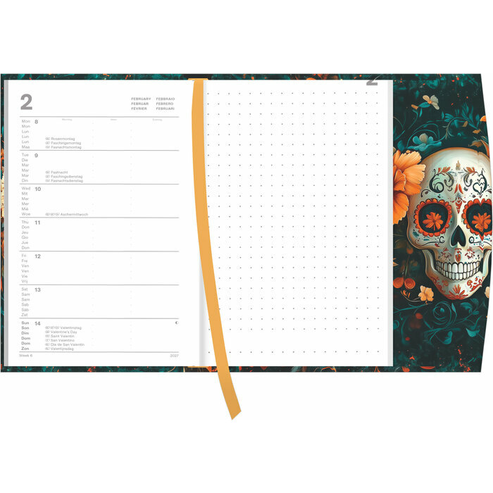 Agenda Poche Magn�tique 2027 Art Gothique Skull T�te de Mort