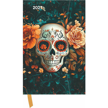 Agenda Poche Magn&eacute;tique 2027 Art Gothique Skull T&ecirc;te de Mort