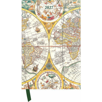 Agenda Poche Magn&eacute;tique 2027 Carte G&eacute;ographique R&eacute;tro