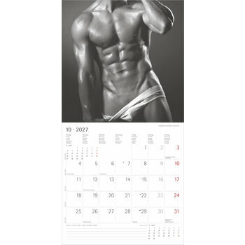 Calendrier 2027 Corps Homme Sexy nu noir et blanc