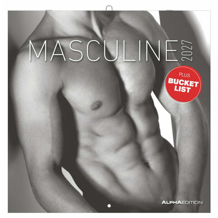 Calendrier Mural 2027 Corps Homme Sexy nu noir et blanc