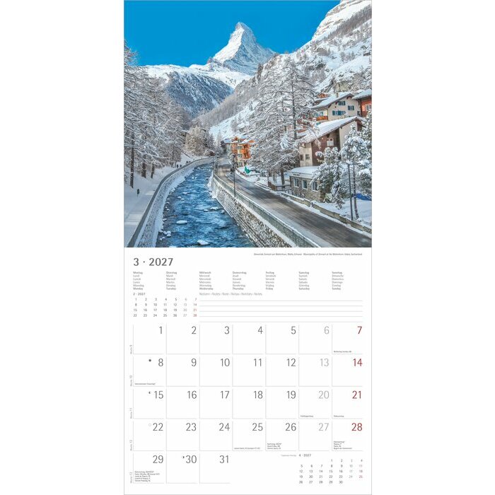 Calendrier 2027 Alpes Montagnes Superbes