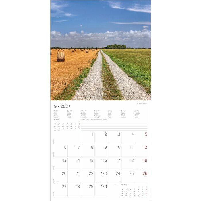 Calendrier Mural 2027 Sentiers  Campagne