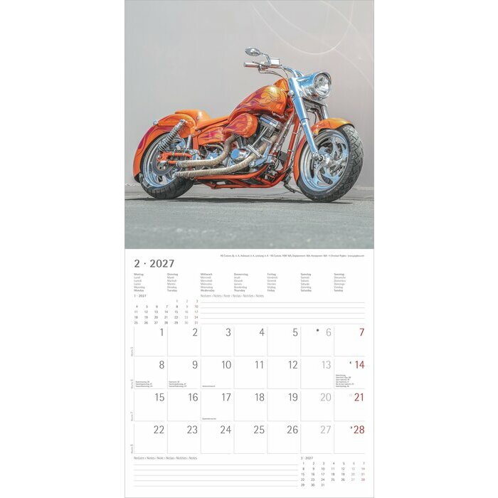 Calendrier Motos 2027 papier Moto Harley Davidson 