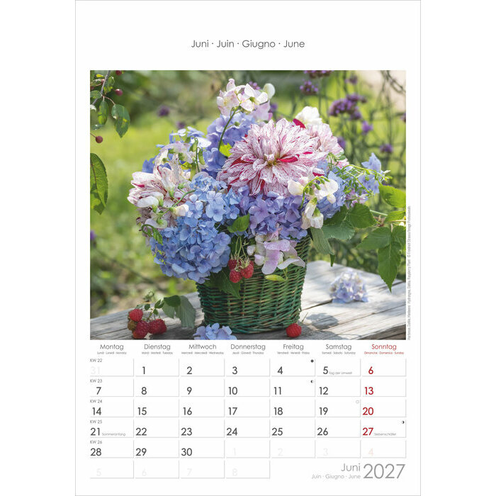 Calendrier A3 Spirale 2027 Bouquets Fleurs Champ�tres