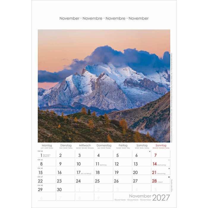 Calendrier Spirale 2027 Montagnes Alpes