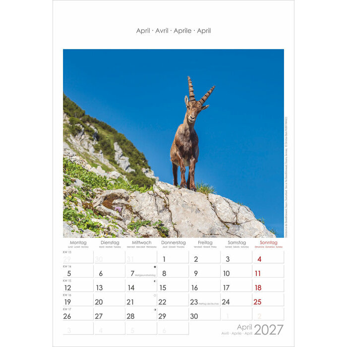Calendrier 2027 Montagnes Alpes