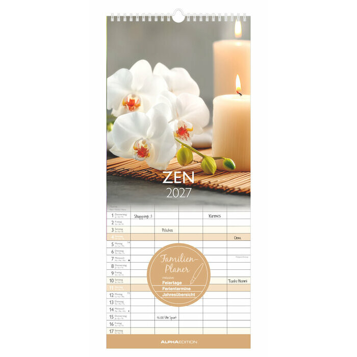 Calendrier Familial Mural 2027 Zen Lotus