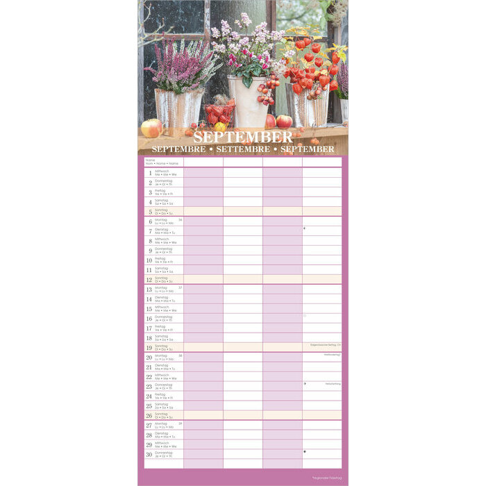 Calendrier Familial 2027 Jardins Fleurs