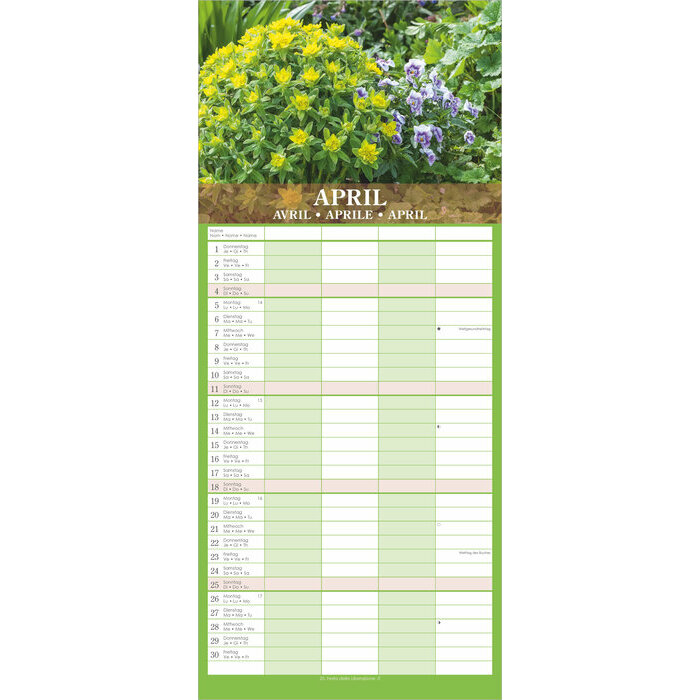 Calendrier Familial 2027 Jardins 