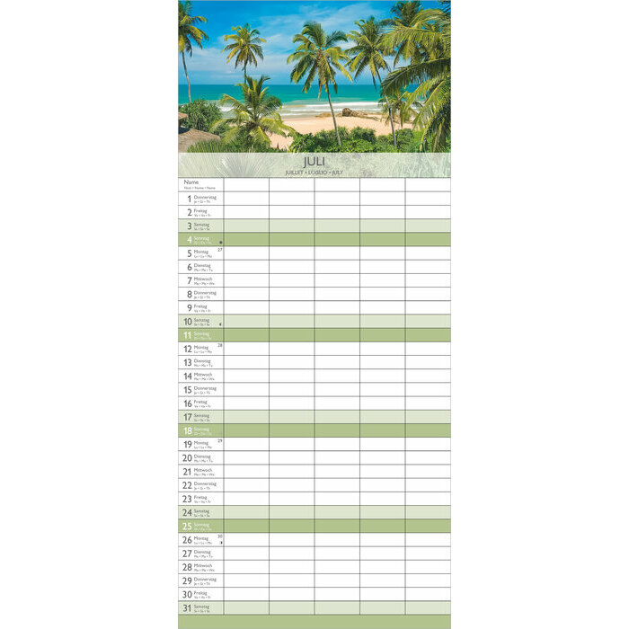 Calendrier Mural Familial papier 2027 Iles de R�ve