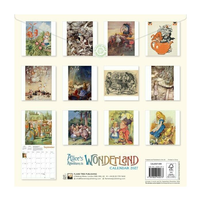Calendrier 2027 Alice aux Pays des Merveilles Illustrations