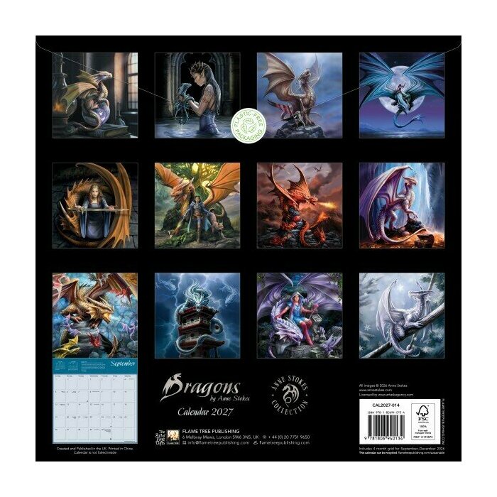 Calendrier Mural 2027 Dragons Anne Stokes Fantastiques