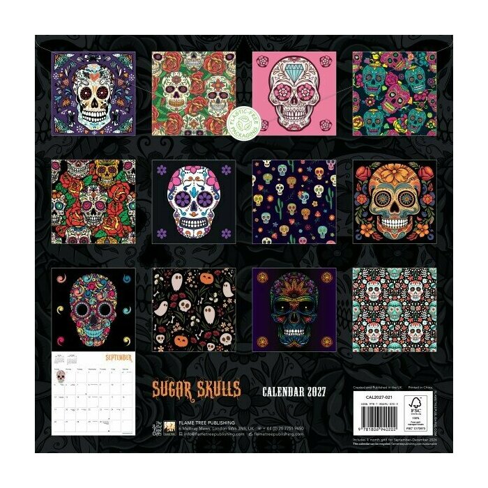 Calendrier 2027 Têtes de Mort Jour des Morts Gothique Calendrier Mural 2027 Têtes de Mort Jour des Morts Gothique