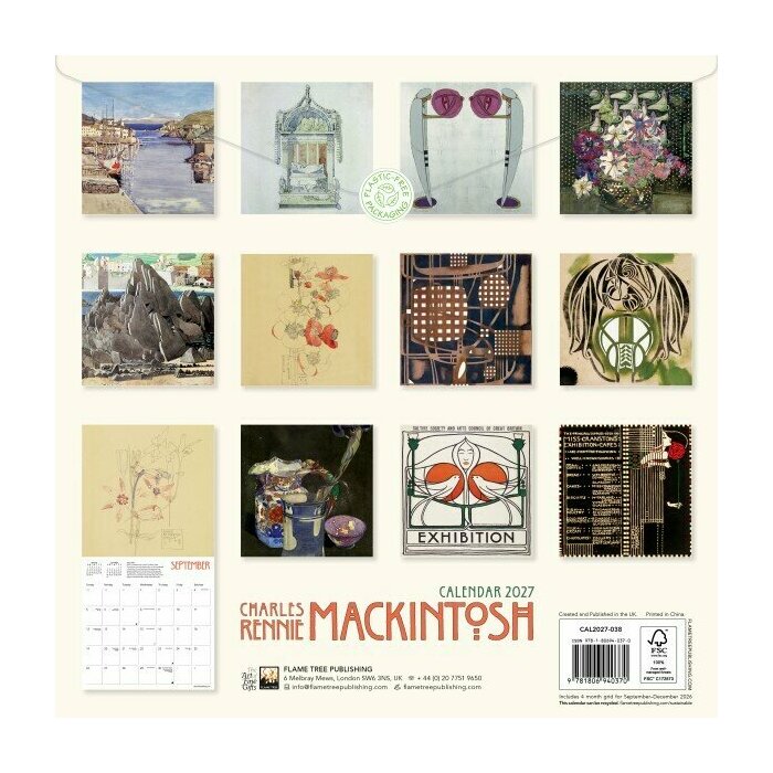 Calendrier Papier 2027 Charles Rennie Mackintosh 