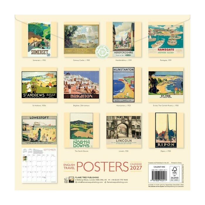 Calendrier mural 2027 Affiches Voyages R�tro Angleterre