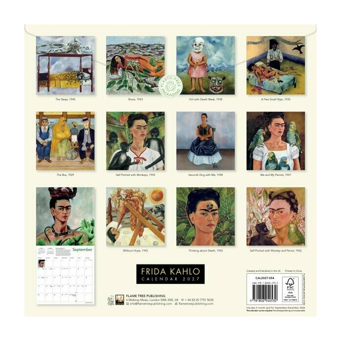 Calendrier 2027 Frida Kahlo Oeuvres classiques Calendrier 2027 Frida Kahlo Portraits Colorés