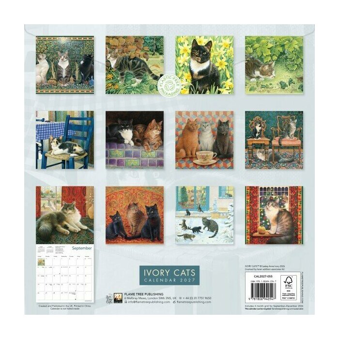 Calendrier mural 2027 Chats dans l'art Ivory