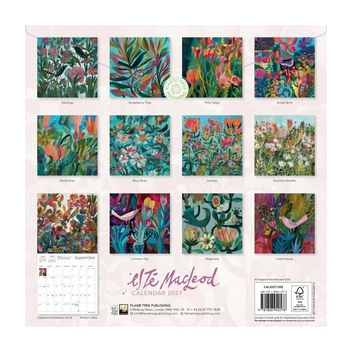 Calendrier 2027 Dessins Fleurs Est� Macleod