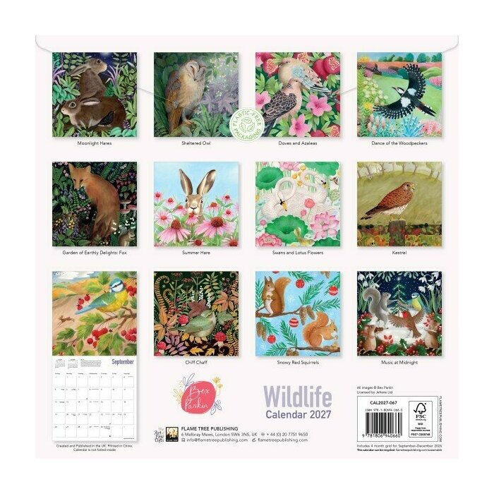 Calendrier 2027 papier  Animaux Art Bex Parkin