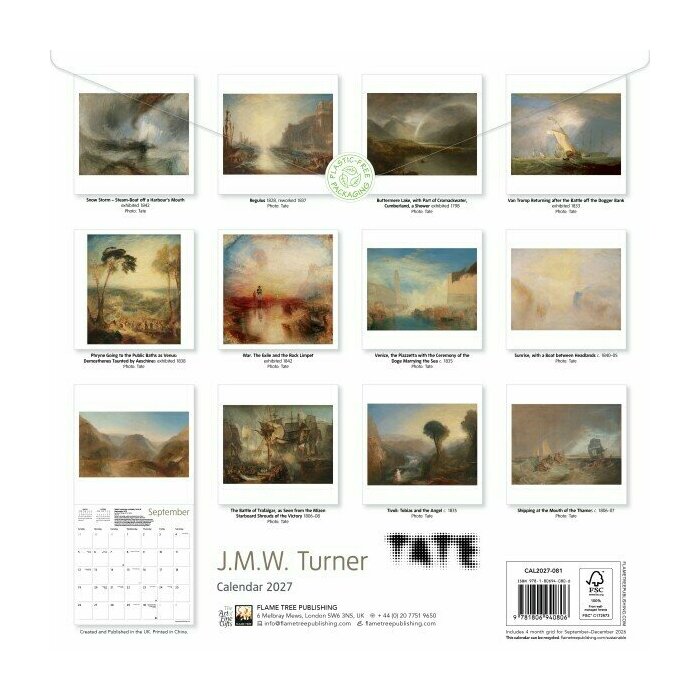Calendrier mural 2027 Art William Turner et John Constable