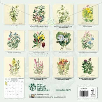 Calendrier 2027 Dessins Fleurs Botanique Jardin Royal Edimbourg