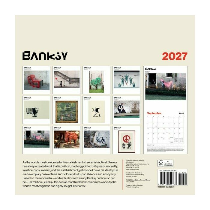 Calendrier 2027 Art Banksy Graffiti 