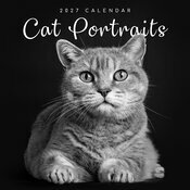 Calendrier 2027 Chats Portraits Noir et Blanc PAPIER