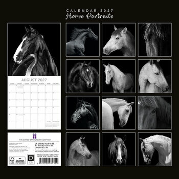 Calendrier 2027 Portraits Chevaux Noir et Blanc