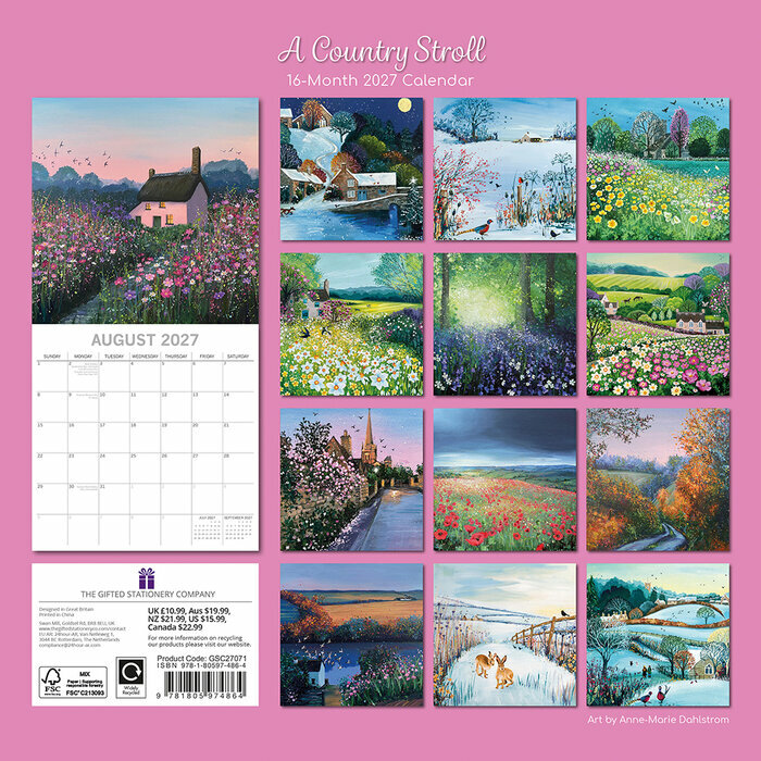 Calendrier papier 2027 Dessins Balade Campagne Anglaise