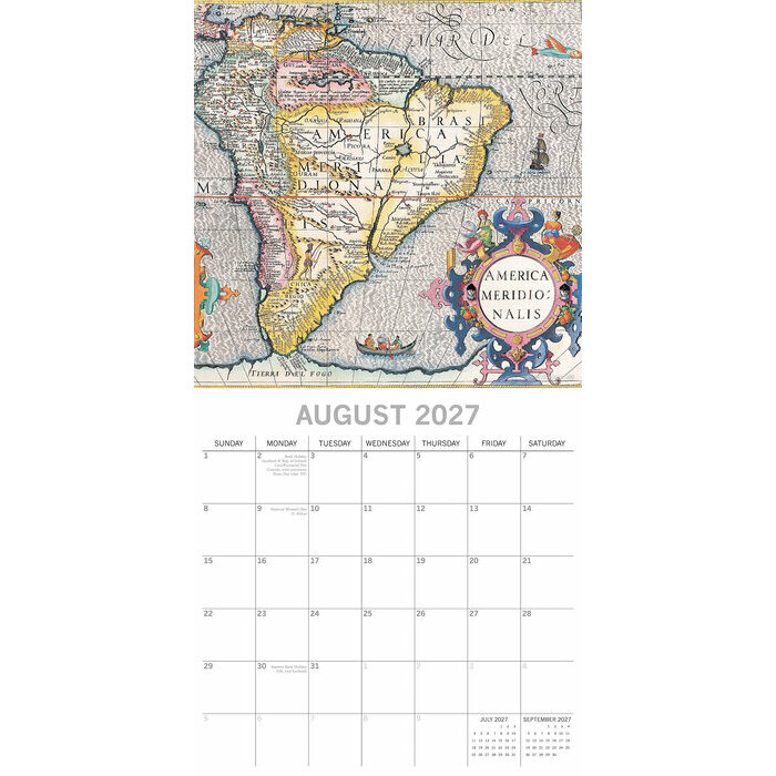 Calendrier papier 2027 Cartes Antiques G�ographiques
