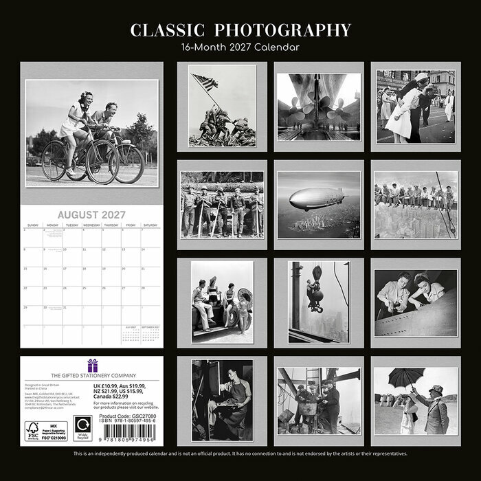 Calendrier papier 2027 Photos Noir et Blanc Cultes Photographes