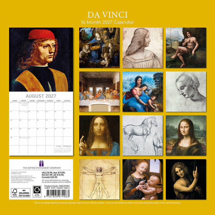 Calendrier 2027 Artiste Léonard De Vinci Calendrier 2027 Artiste Léonard De Vinci