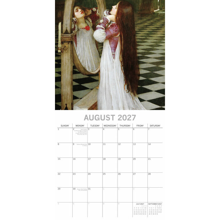 Calendrier 2027 Artistes Mouvement Pre-Raphaelites Calendrier Mural 2027 Mouvement Pre-Raphaelite