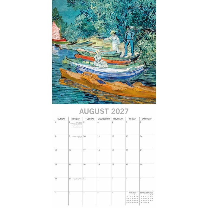 Calendrier 2027 Artiste Vincent Van Gogh Classique Calendrier Mural 2027 Vincent Van Gogh